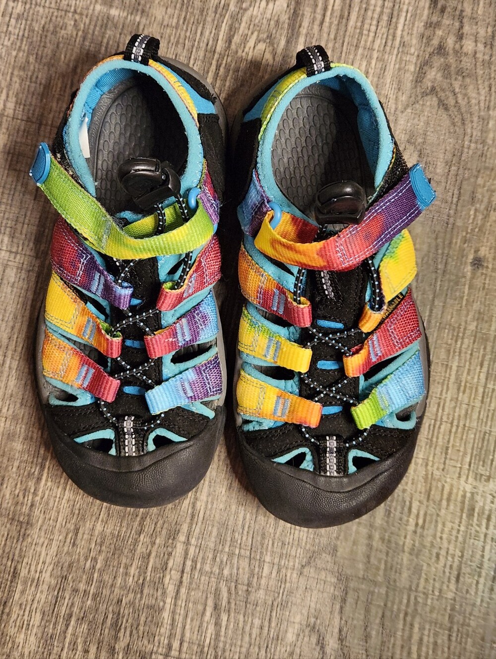 Keen Kids' Newport H2 water sandals Size 13 in the Rainbow Tie Dye colorway. - Picture 8 of 8